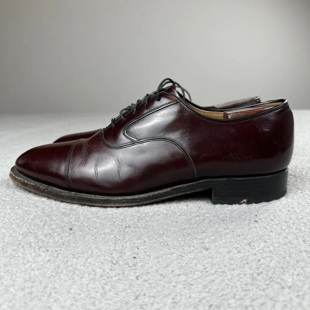 Johnston & Murphy Limited Oxford Cap Toe Shoes Men 9.5 Burgundy USA